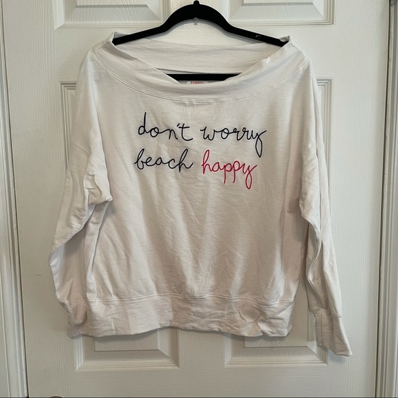 SUNDRY Beach Happy Off Shoulder Pullover In Pigment Paper Size 2 (Medium) - Picture 2 of 10